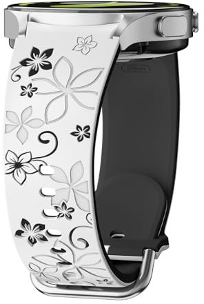 LEIXIUER Floral Gravierte Armband für Samsung Galaxy Watch 7 6 5 4 FE 40mm 44mm/6 4 Classic 43mm 47mm 42mm 46mm/5 Pro 45mm für Damen,Silikon Armbänder für Samsung Watch 7 6 5 4 Band