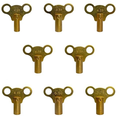Radiator Bleed Key - Pack of 8-4.00mm, 4.25mm, 4.50mm, 4.75mm, 5.00mm, 5.25mm, 5.50mm, 5.75mm.