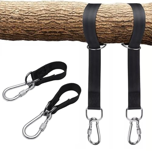 Wjelet 2 Pcs 25cm Swing Straps Hanging Kit Ceiling Swing Hook Scaffolding Hook Straps with 2 Carabiner and D-rings Adjustable Heavy Duty Hammock Straps for Tree Swing Camping Hammock