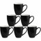 AiXception Black Coffee Mugs Set of 6 for Latte Cappuccino Hot Chocolate Dishwasher, Microwave Safe Stoneware Cups Set 12OZ(350ml) White Inside
