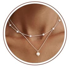 ZHESHY Gold Perlenkette Damen 14k Vergoldet Silber Halskette Weiße Perle | Blume Beads Choker Layering Goldkette, Silberkette Mit Anhänger,Hypoallergene Hochzeit Geschenke Braut Frauen Modeschmuck