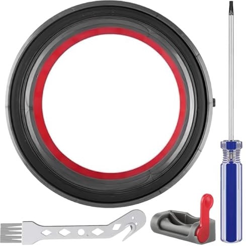 GATSUZG Dust Bin Top Fixed Sealing Ring Replacement for Dyson V10, Compatible Vacuum Cleaner Dust Bucket Seal Repair Parts & Accessories, with Trigger Lock, Brush