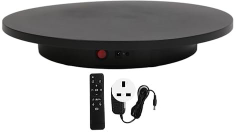 LICAEVEY 16.5 Motorized Rotating Display Stand with Remote Control, 220lbs Load Capacity 360° Electric Turntable for Product Photography, 3D Scanning, Cake & Model Display(Black) (GB Plugs)