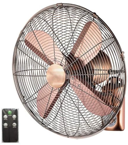 AMZBNEIDI bedroom standing fan. Oscillating Retro Industrial Metal Wall Fan with Remote Control, 3 Speed Settings, 3 Modes