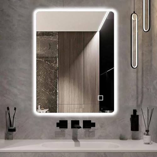 ARKO BATHROOM Mirror with LED Lights - Wall Mounted Vanity Large Round Mirror - Illuminated LED mirror (Rectangle)