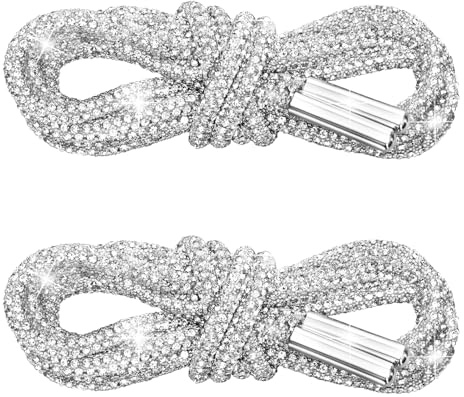 LYXMYGS 2PCS Rhinestone Shoe Laces, Round Glitter Shoes Laces for Sneakers, Crystals Bling Diamond Rope Shoe Strings, Crystal Bling Shiny Round Shoes Lace for Sweatpants Shorts Crystal Hoodies