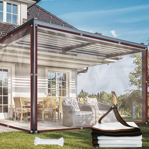 Sonnensegel, wasserdicht, rechteckig, 7 x 5 m, 95 % UV-Schutz, PE-Polyester, Ösen, für Balkon, Terrasse, Garten, Weiß, Baldachin, Schattennetz
