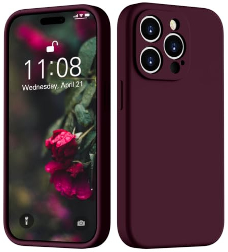 HGH for iPhone 14 Pro Max Case, 3 Layers Liquid Silicone Case, Wine Red | 3 Layers Liquid Silicone Case, Full Covered Cover,Soft Gel Rubber Shockproof, Anti-Scratch Soft Microfiber Lining