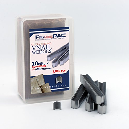 FramePac V Nails for Picture Frames Softwood (AMP) 10mm (3/8 Inch) [3000 V-Nail Pack, Stacked] - (for use in Automatic V Nailer for Picture Framing, Automatic V Nailer for Picture Frames)