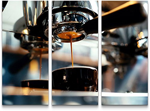 Paul Sinus Art Leinwandbilder | Bilder Leinwand 130x90cm professionelle Kaffeemaschine beim Brühen