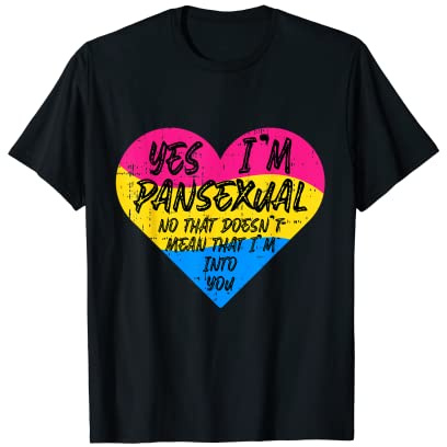 Pan Pansexual Saying Heart Pride Flag LGBTQ Funny LGBT Gift T-Shirt