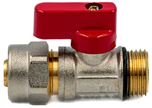 Klemmring Schraubfitting für Aluverbundrohr Klemmverschraubung PEX Alle Variante (Kugelhahn mit Klemmring, 16x1/2 AG Rot)