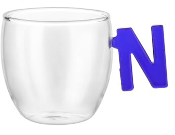 KASANOVA Tazzina caffè lettera N blu in vetro borosilicato, 150 ml blu