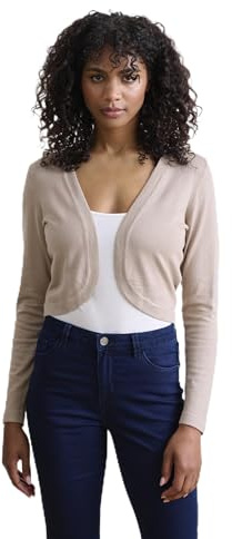 KAFFE Damen Bolero Astrid Damen Bolero Astrid Elegant Jäckchen Langarm Cardigan Bolerojacke Lange Ärmel M, Cobblestone