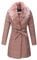 Giolshon Femme Doudoune Veste Matelassé Léger Blouson Hiver Long Manteau avec col en Fausse Fourrure Amovible 5527 Rose L