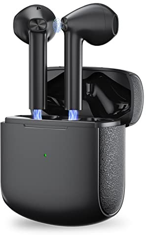 BJ Wireless Earbuds, Bluetooth Earphones Ear Buds Clear Call Noise Cancelling Cordless Earbuds, IPX5 Waterproof Headphones with Touch Control, 24 Hrs Compatible with Iphone & Android, Black