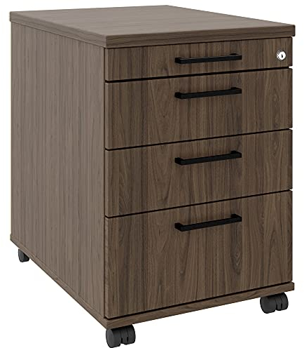 Profi Rollcontainer 60cm tief Nussbaum Rollschrank Büro Container Optima