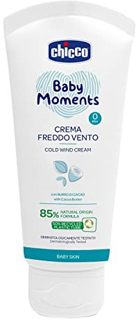 Artsana Chicco Baby Moments Kalt-Windcreme mit Kakaobutter und Vitamin E, mit natürlicher Formel, 0+ Monate, 50 ml