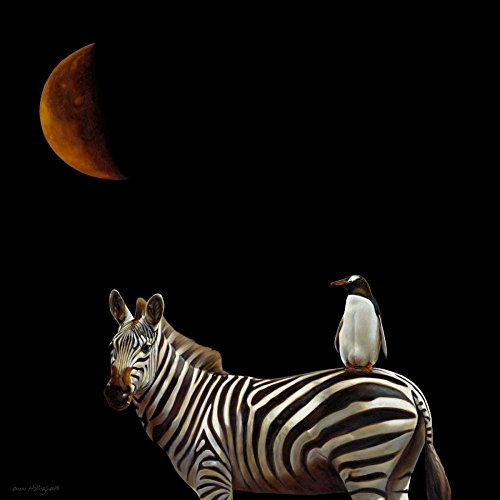 Bild auf gerollter Leinwand, Pilgerfahrt Hollingsworth Karen, quadratisch, Kunstdruck, Urban Pop Surrealismus, Tiere, himmlische Fantasie, Moo, 34_X_34_in