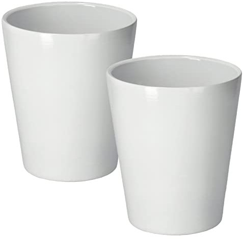Kotarbau® - Set da 2 vasi da fiori in ceramica, per orchidee, altezza 150 mm, diametro 120 mm, colore bianco