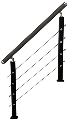 Pasamanos Escalera Barandilla Acero Inoxidable Juego de barandillas negras para interiores para escaleras/cubiertas/hoteles - Barandillas modernas de metal resistente, 90 cm / 110 cm / 160 cm de largo