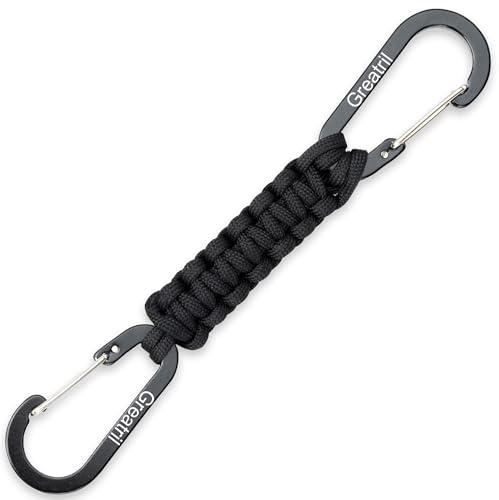 GREATRIL Paracord Keyring Keychain Carabiner Clip Key Chain Key Ring Holders Carabiner Clips with Hooks for Car Keys/Teenage Boys/Women/Men/Girls/Belts/Bags/Outdoor