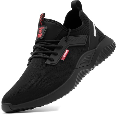 SUADEX Zapatos de Seguridad Hombre Anti-Piercing Antideslizante Ligero Transpirable Zapatos con Puntera de Acero,2 Negro,EU44