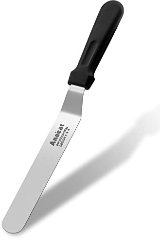 Anaeat Icing Spatula Professional Angled Offset Cake Spatula with 20cm Stainless Steel Blade - Thickened Icing Knife for Decorating Cakes, Pastries and Baking
