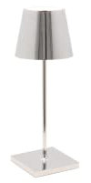 Zafferano Poldina Pro Mini Kabellose LED-Lampe,Akku,Touch-Dimmer,Verwendung Innenbereich H30cm,mehreren USB-Ladegeräten(EU-UK-US)- Silberglänzendem galvanische,LD0320C3X1,H 30cm-Fußdurchmesser 11 cm