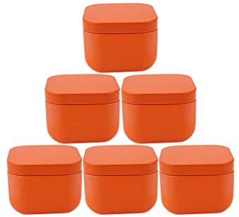 10 Stück mehrfarbige kleine quadratische Weißblech-Teedose, exquisite Süßigkeiten-Geschenk- und Bastelbox, Frischhaltedose (orange)