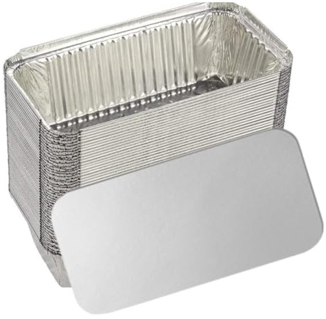 UrbanJungle 60 X Aluminium Foil Trays - Food Containers with Lids 600 ml, Ideal for Storage, Baking, Roasting, BBQ, Cooking, Meal Prep Tray - Freezer Containers, Disposable Takeaway Containers (L, 60)