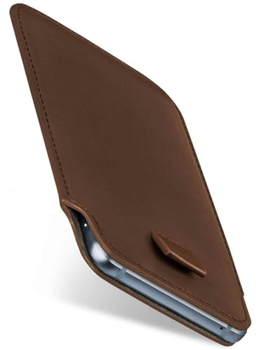 moex Slide Case für LG G8s ThinQ Handytasche zum Einstecken Ultra dünn, Einsteckhülle Holster Hülle PU Leder, Sleeve Etui Handyhülle mit 360 Grad Komplettschutz, Braun