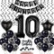 Schwarz 10. Geburtstag Dekoration, Luftballon 10. Geburtstag Deko, Schwarz Tortendeko 10 Jahre Junge, Deko 10. Junge Mädchen, Deko 10. Ballons