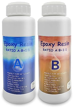 Résine époxy 1L,34OZ -Résine époxy transparente, résine époxy, résine époxy cristalline sans bulles pour le bois, les créations artistiques, la restauration, les carreaux de mur, l'art, l'artisanat