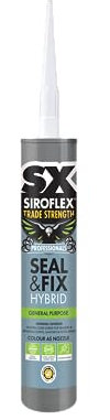 Siroflex SX Trade Strength Seal and Fix, A Universal Adhesive and Sealant Based on Hybrid Technology for Both Interior and Exterior Applications, Size 290ml, Colour White