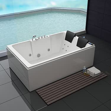 PureHaven Whirlpool 180x120 cm Heizung Reinigungsprogramm & Lichttherapie Wasserfall Bluetooth-fähiges Soundsystem