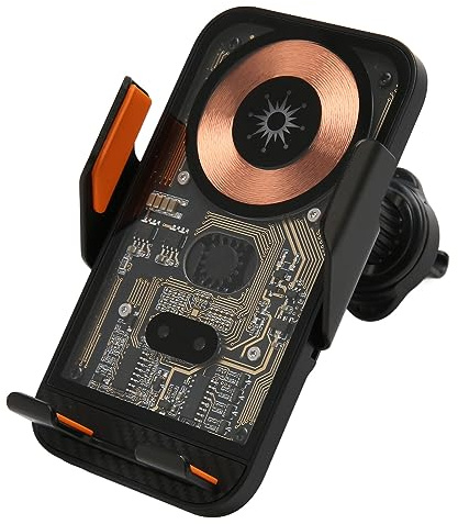 Kabelloses Autoladegerät, Schnellladeadapter, Telefonständerhalter für Telefon, Transparente Schale, um 360° Drehbare Halterung, Touch-Tasten-Telefonhalterhalterung (C10)