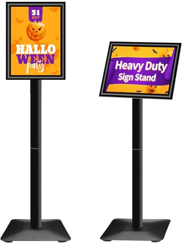 VAIIGO A4 Plakatständer, verstellbarer Ständer mit stabilem Gusseisensockel, Bodenplatte für Poster, Werbung, Verkauf, Verkehrsschild, Displayständer