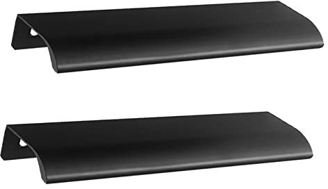 Manija invisible Aleación de aluminio Manijas ocultas Perilla de puerta Manijas de muebles Armario Manija de gabinete de cocina Tirador de borde de dedo Manijas de cajón Negro 2 piezas (longitud