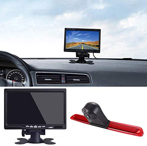 Dynavsal HD Bremsleuchte Rückfahrkamera Set mit 7 Zoll LCD Monitor, Van wasserdichte Nachtsicht Auto Rückfahrkamera Ersatz für Mercedes Sprinter W906 W907 W910 316 CDI/VW Crafter Caravelle 2007-2015