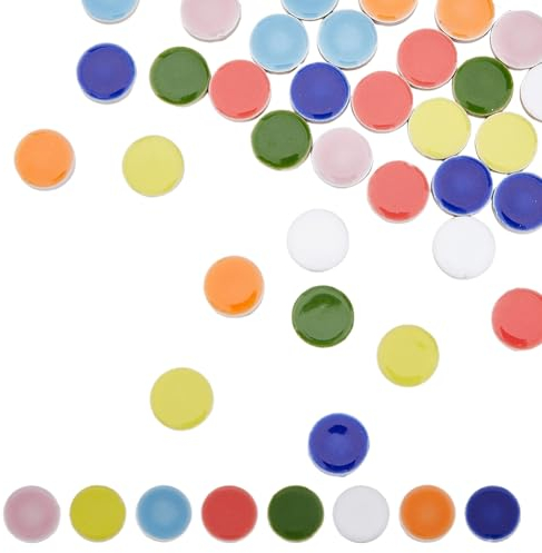SUPERFINDINGS 45Pcs 9 Colors Round Colorful Porcelain Mosaic Tiles Multi Color Bulk 17mm Circle Decorative Mosaic Tiles for DIY Mosaic Art Crafts Picture Frames Flowerpots Decoring