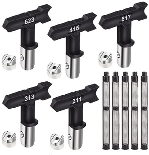 Reversible Spray Tips Reversible Airless Paint Sprayer Nozzle Tips Airless Paint Spray Guns Airless Sprayer Spraying Machine Parts for Homes Buildings Decks Fences Tool(Model: 623/415/517/313/211)