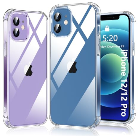 Ruayia Coque pour iPhone 12/12 Pro Transparente, Housse en Silicone TPU Souple, Bumper avec Coins Renforcés, Antichoc, Anti-Jaunissement et Anti-Rayures Coque iPhone 12/12 Pro-6.1-Transparente