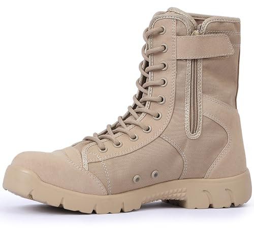 Uomo Stivaletti tattici del deserto all'aperto Stivali ultraleggeri e traspiranti Stivali da combattimento militari Stivale della pattuglia dell'esercito Scarpe di sicurezza della polizia,Sand-45