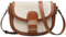 Kasgo Umhängetasche Damen, Vegane Leder Handtasche Kleine Schultertasche Retro Satchel Tasche Crossbody Bag für Frauen mit verstellbarem Gurt Weiß und Braun