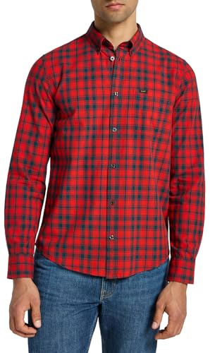 Lee Herren Button Down Shirt, Rot, S EU