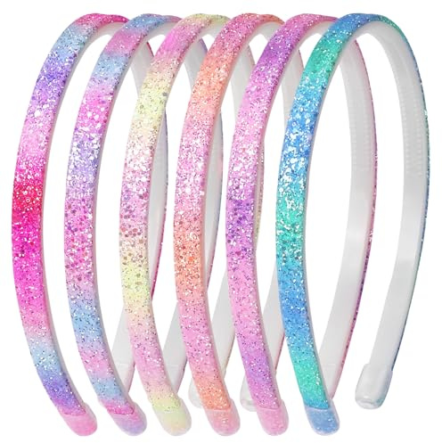 Santoddle Lot de 6 bandeaux à paillettes pour filles en plastique scintillant – Bandeaux multicolores pour enfants et bébés filles – Accessoire de cheveux pour un usage quotidien et les fêtes – Cadeau
