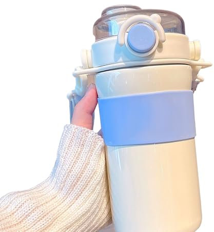 Dilwe Botella de Agua, Botella de Agua Trmica, de a Prueba de Derrames, Elegante de Deportiva para Deportes Al Aire (White