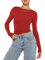 OYIGELZ Long Sleeve Shirt Women's Basic T-Shirt Crop Top Y2K Slim Fit Casual Tee Tops(Red-d,XXL)