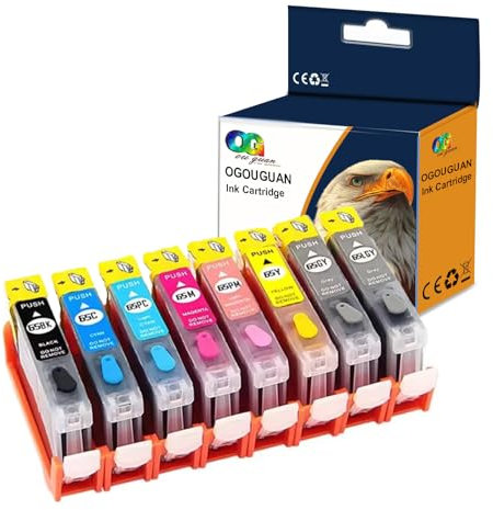 OGOUGUAN CAIDI CLI-65 CLI65 PGI-65 65XL Tintenpatrone, nachfüllbar, kompatibel mit Canon Pixma PRO-200 PRO200 Pro 200 Tintenstrahldrucker